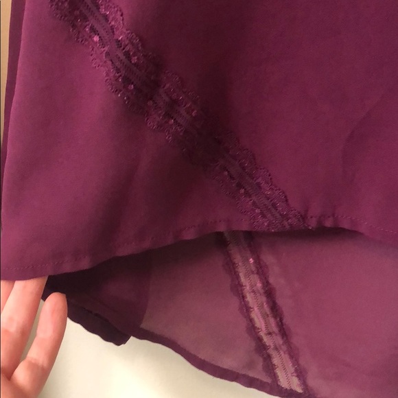 Purple Sheer Guess Blouse with Lace Detail - Picture 6 of 6